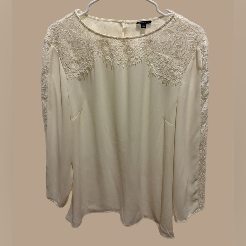 Talbots Cream Lace Detail Blouse